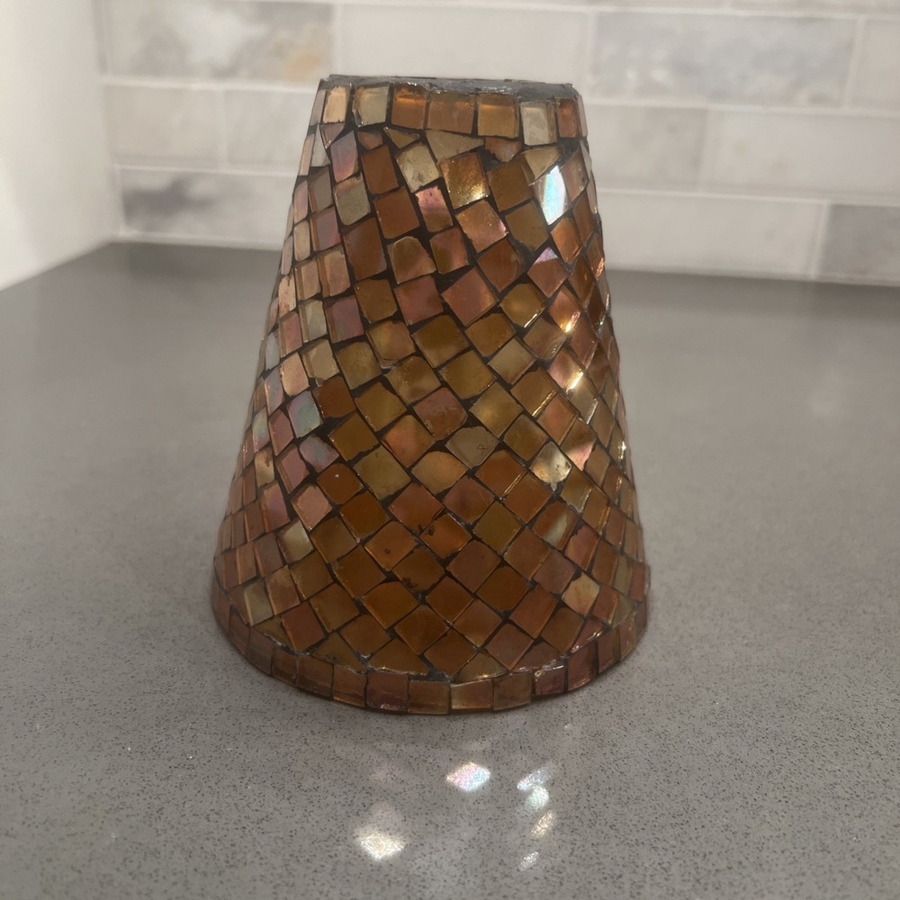 MOSAIC AMBER IRRIDESCENT CANDLE HOLDER SHADE ONLY